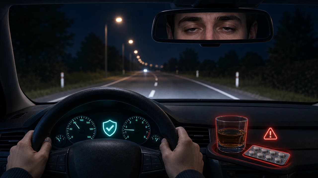 Illustration éditoriale — Alcool, drogues et médicaments : décider de ne pas conduire