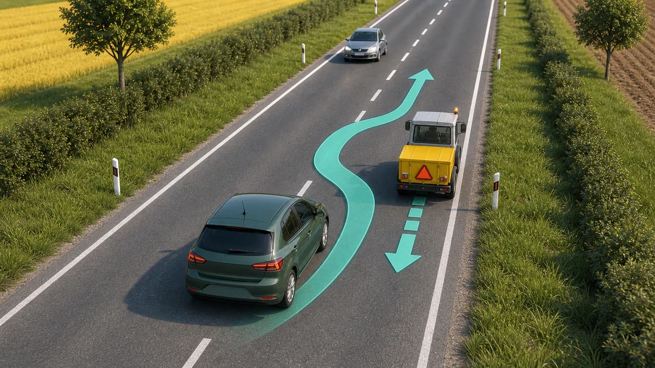 Editorial illustration — Overtaking in Belgium: permission, visibility and space