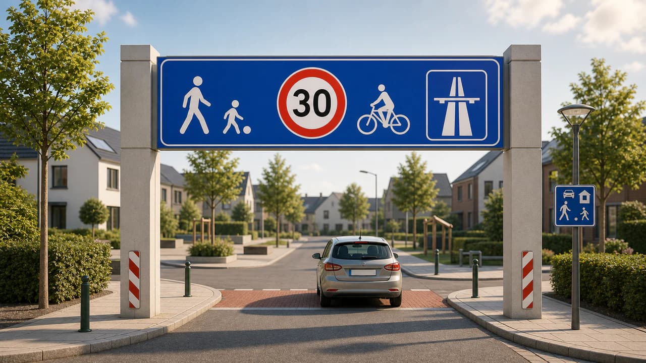 Editorial illustration — Driving on Belgian motorways: joining, lanes and exits