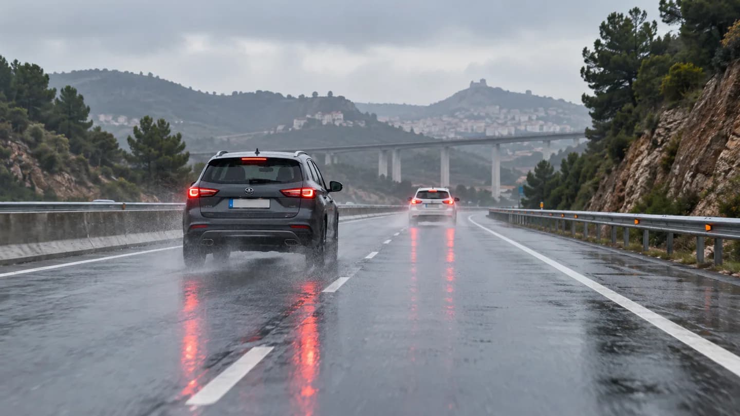 Redactionele illustratie — Snelheidslimieten in Spanje: lees de weg, het voertuig en de borden